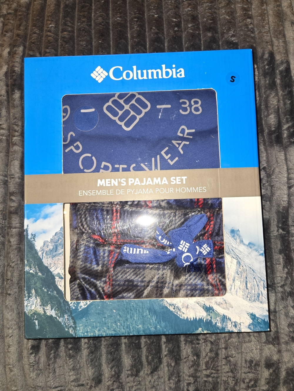 Columbia Men's Pajama Set - Blue Plaid with Red Accents